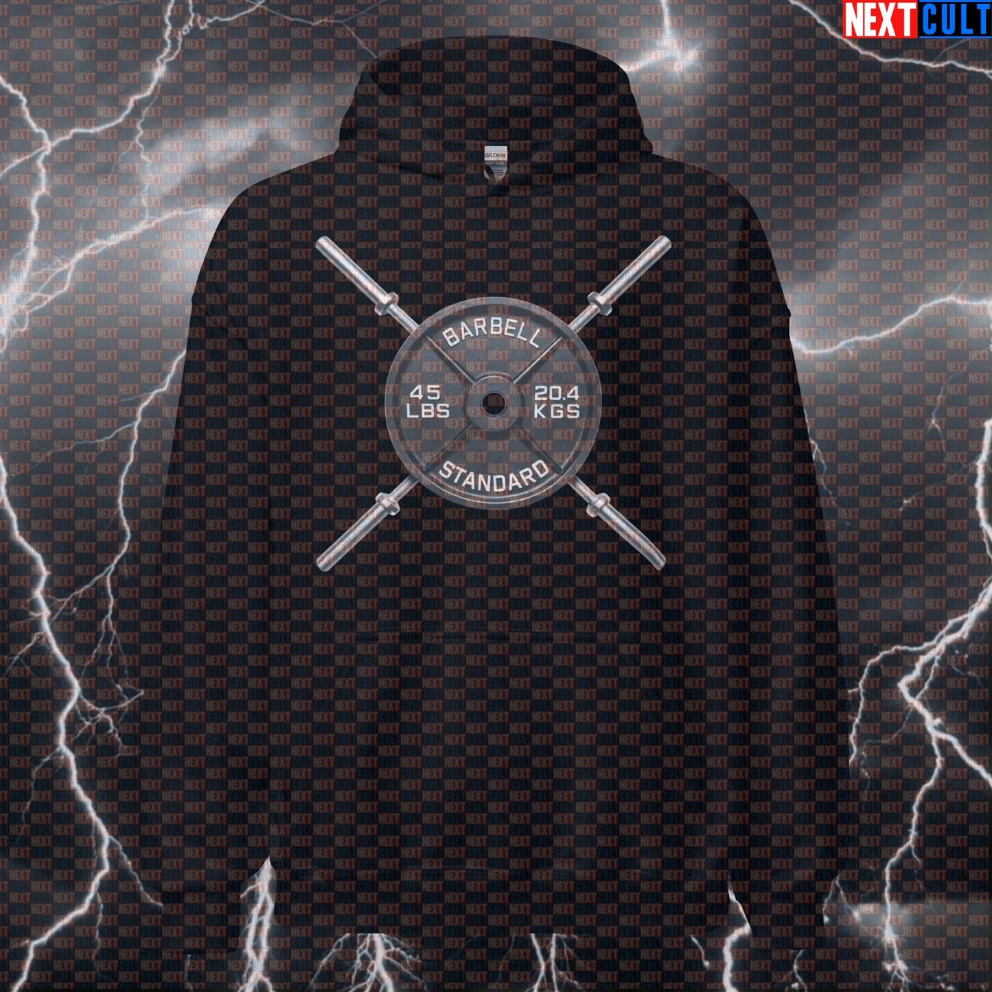 Classic Barbell Crossed Weights 45LB Plate Funny Gym Hoodie Hardcore Workout Fitness Hoodie Hoodies Next Cult Brand