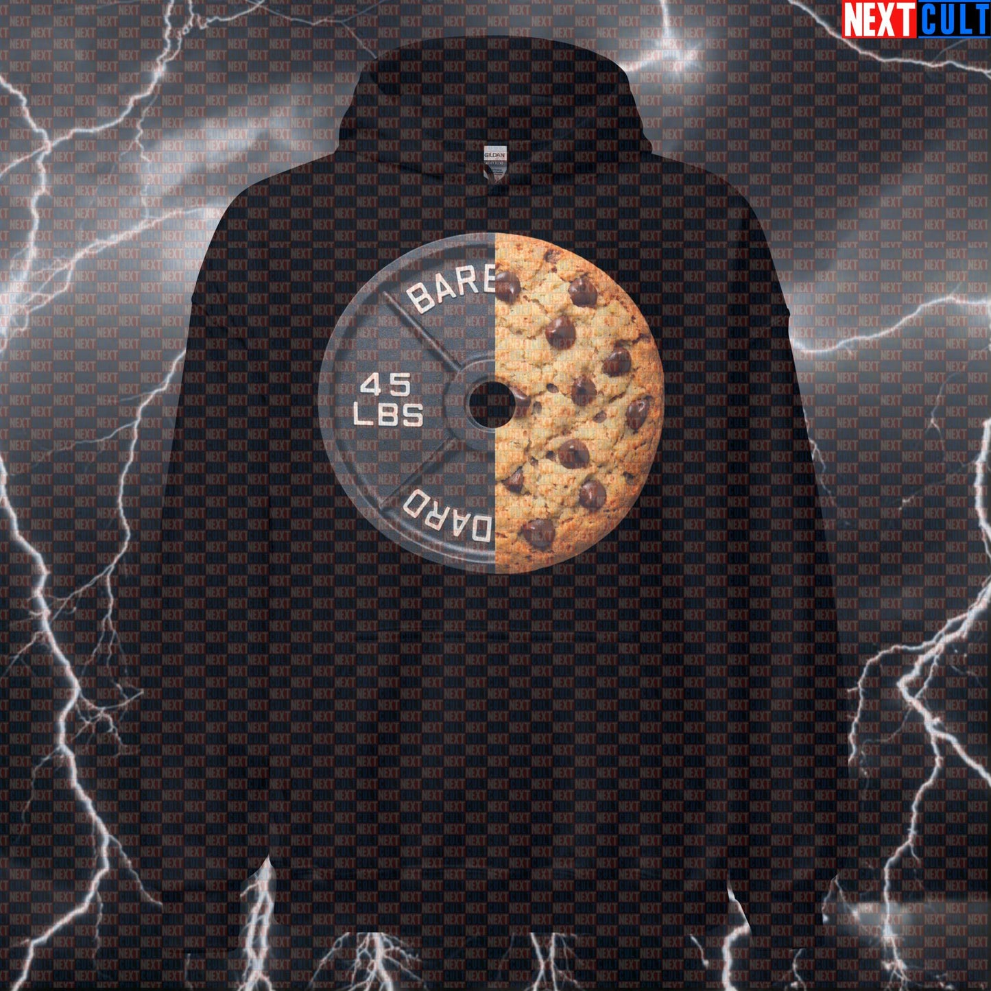 Chocolate Chip Cookie Weight Plate Funny Gym Hoodie 45LB Plate Cookies & Weights Workout Hoodie Hoodies Next Cult Brand
