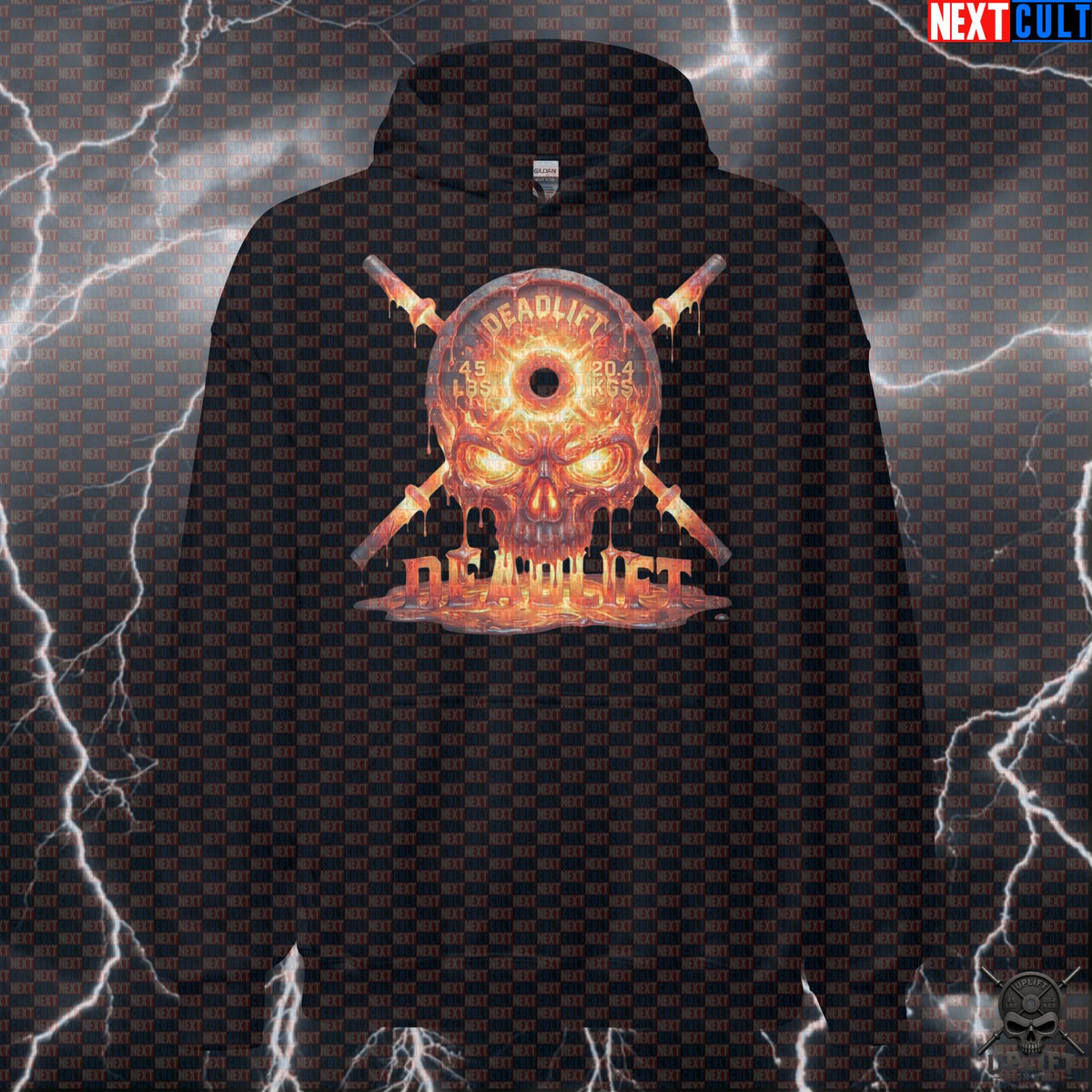 Deadlift Hoodie Melting Skull Graphic for Lifters, Hardcore Workout Pullover Gift Hoodies Next Cult Brand