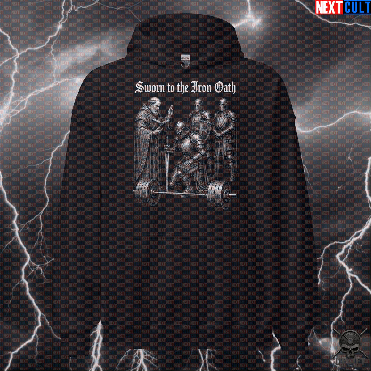 Gym Hoodie Sworn to the Iron Oath Medieval Knight Pump Cover for Heavy Lifters Hoodies Next Cult Brand