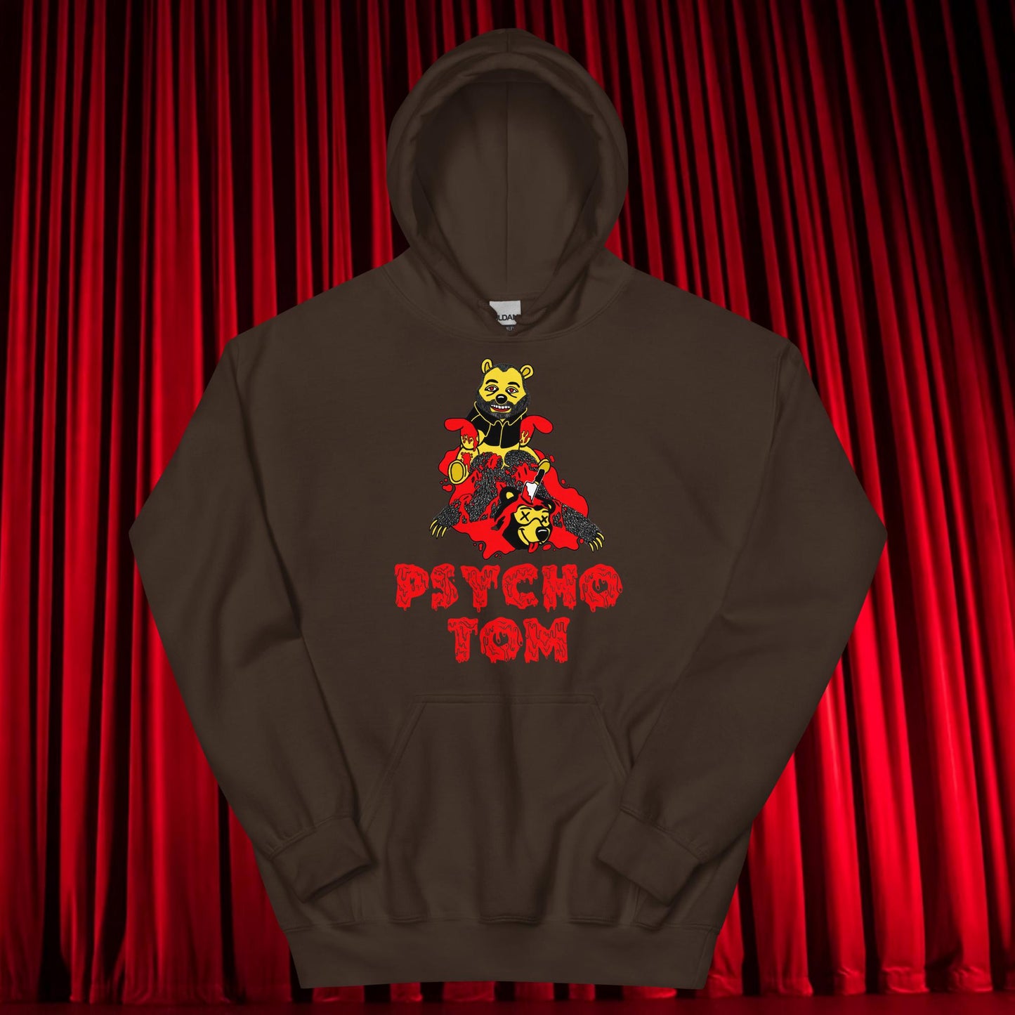 Psycho Tom Segura Hoodie, Tom Segura Hoodie, Your Moms House Hoodie, YMH Hoodie, YMH Merch Your Moms House merch, 2 Bears 1 Cave Hoodie, 2B1C Hoodie Dark Chocolate Hoodies 2 Bears 1 Cave Podcasts Stand-up Comedy Tom Segura YMH Next Cult Brand