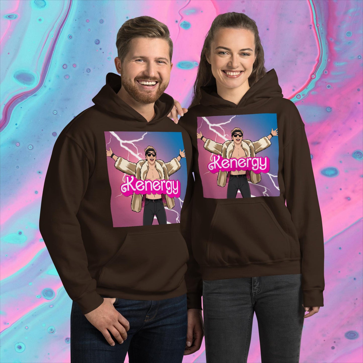 Kenergy Barbie Ryan Gosling Ken Unisex Hoodie Dark Chocolate Hoodies Barbie Celebrities Ken Kenergy Movies Ryan Gosling Next Cult Brand