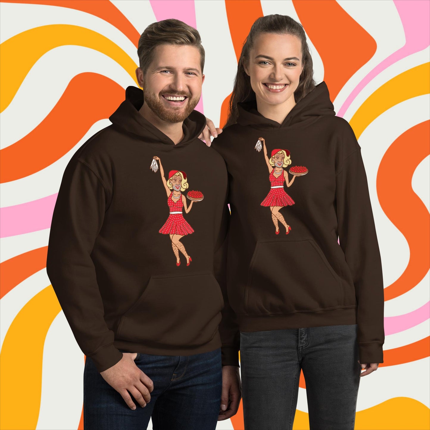 Thinnn Boy Bake Club The Fighter and The Kid TFATK Podcast Comedy 60s retro housewife Bryan Callen Unisex Hoodie Dark Chocolate Hoodies Bryan Callen Podcasts Stand-up Comedy The Fighter and The Kid (TFATK) Thinnn Boy Bake Club Next Cult Brand