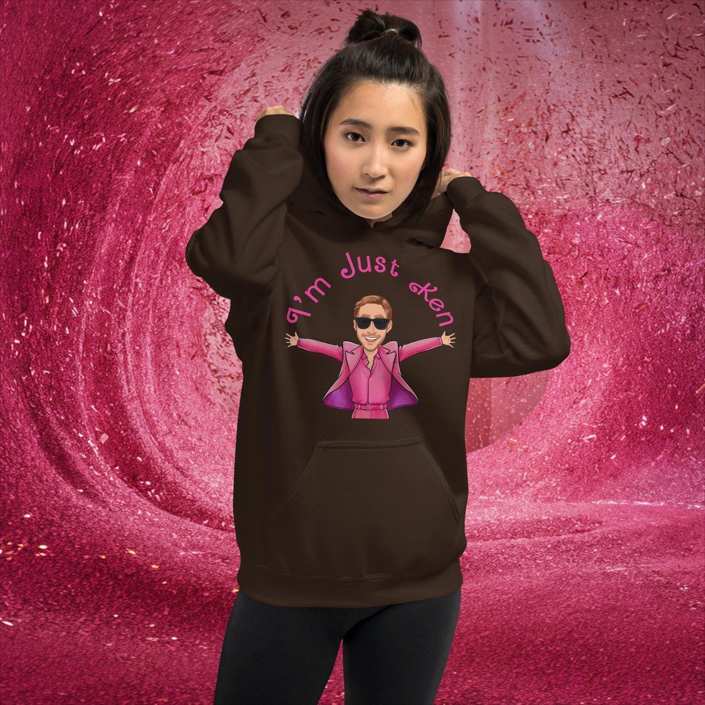 Ken Barbie Ryan Gosling I'm Just Ken Unisex Hoodie Dark Chocolate Hoodies Barbie Celebrities Ken Movies Ryan Gosling Next Cult Brand