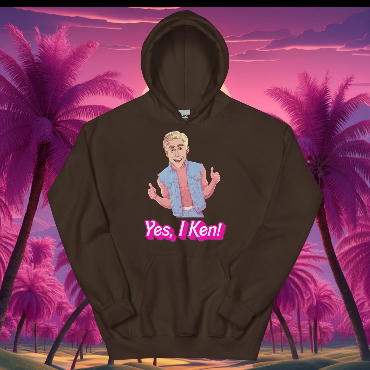 Yes I Ken Yes I can Ryan Gosling Ken Barbie Movie Unisex Hoodie Dark Chocolate Hoodies Barbie Celebrities Ken Movies Ryan Gosling Next Cult Brand