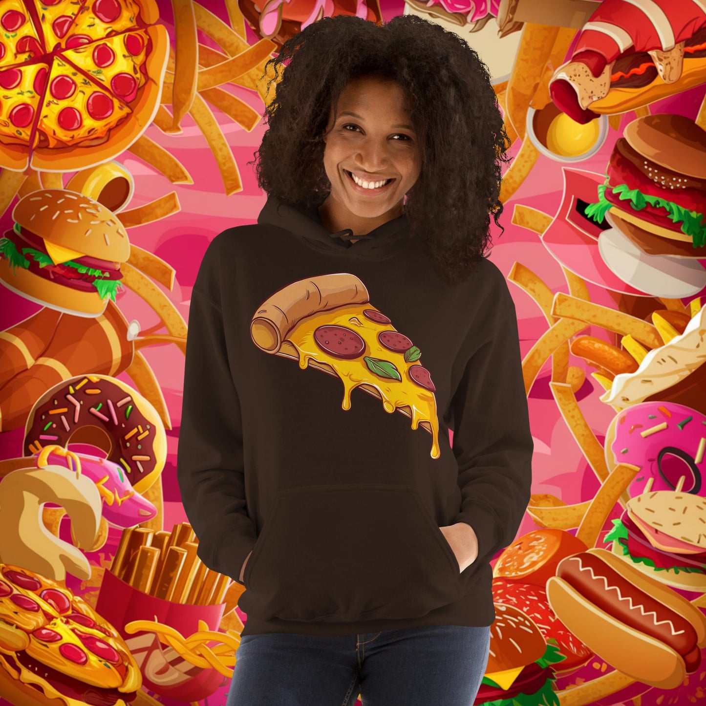 Pizza I Love Pizza Unisex Hoodie Dark Chocolate Hoodies Fast Food Pizza Next Cult Brand