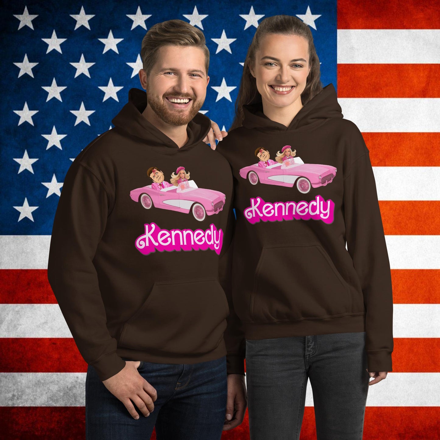 Kennedy JFK Conspiracy Ken Barbie Movie Unisex Hoodie Dark Chocolate Hoodies Barbie Conspiracy Theories Democrats JFK Ken Politics Next Cult Brand