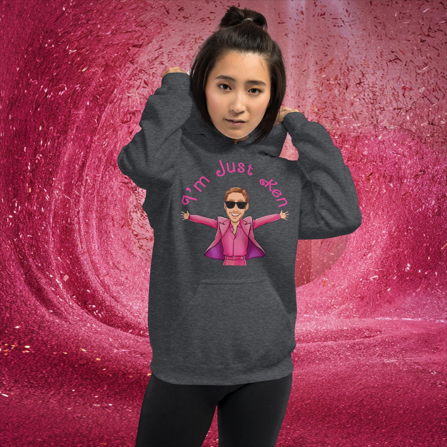 Ken Barbie Ryan Gosling I'm Just Ken Unisex Hoodie Dark Heather Hoodies Barbie Celebrities Ken Movies Ryan Gosling Next Cult Brand