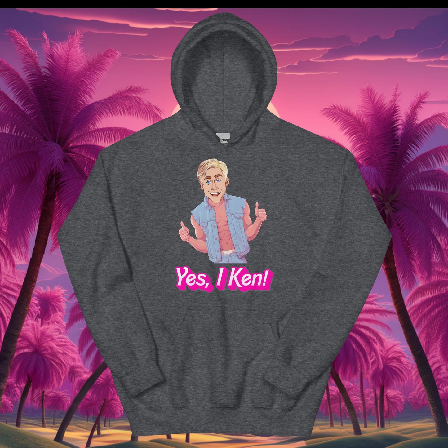 Yes I Ken Yes I can Ryan Gosling Ken Barbie Movie Unisex Hoodie Dark Heather Hoodies Barbie Celebrities Ken Movies Ryan Gosling Next Cult Brand