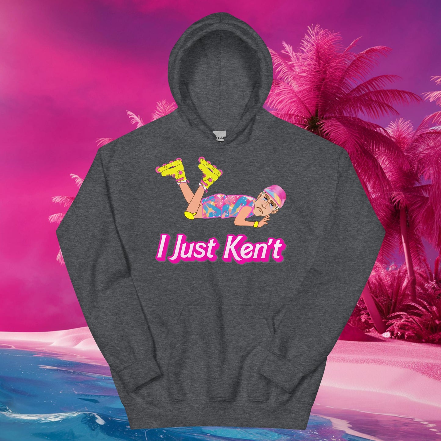 I Just Ken't I just Can't Ryan Gosling Ken Barbie Movie Unisex Hoodie Dark Heather Hoodies Barbie Celebrities Ken Movies Ryan Gosling Next Cult Brand