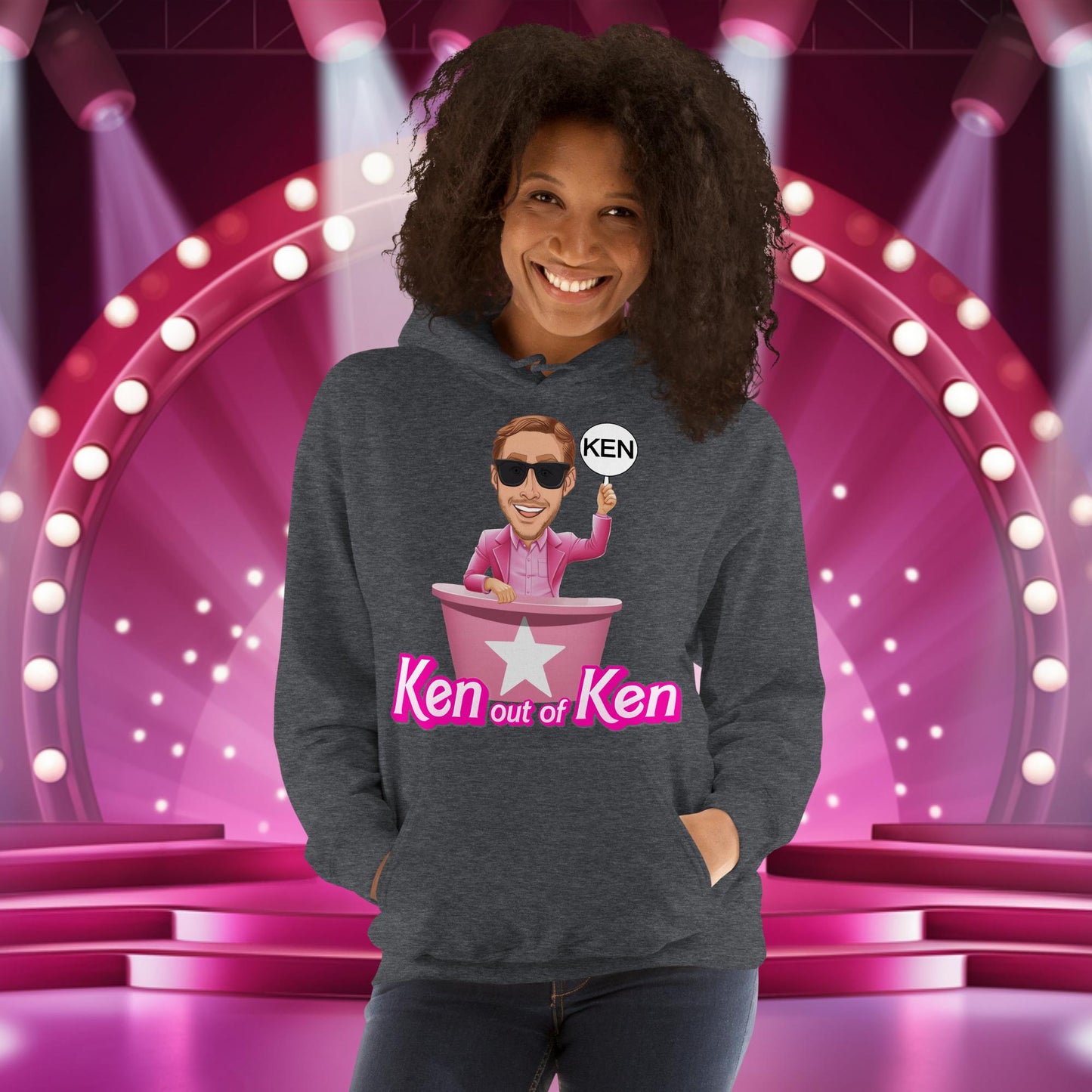 Ken out of Ken Ryan Gosling Barbie Movie Unisex Hoodie Dark Heather Hoodies Barbie Celebrities Ken Movies Ryan Gosling Next Cult Brand