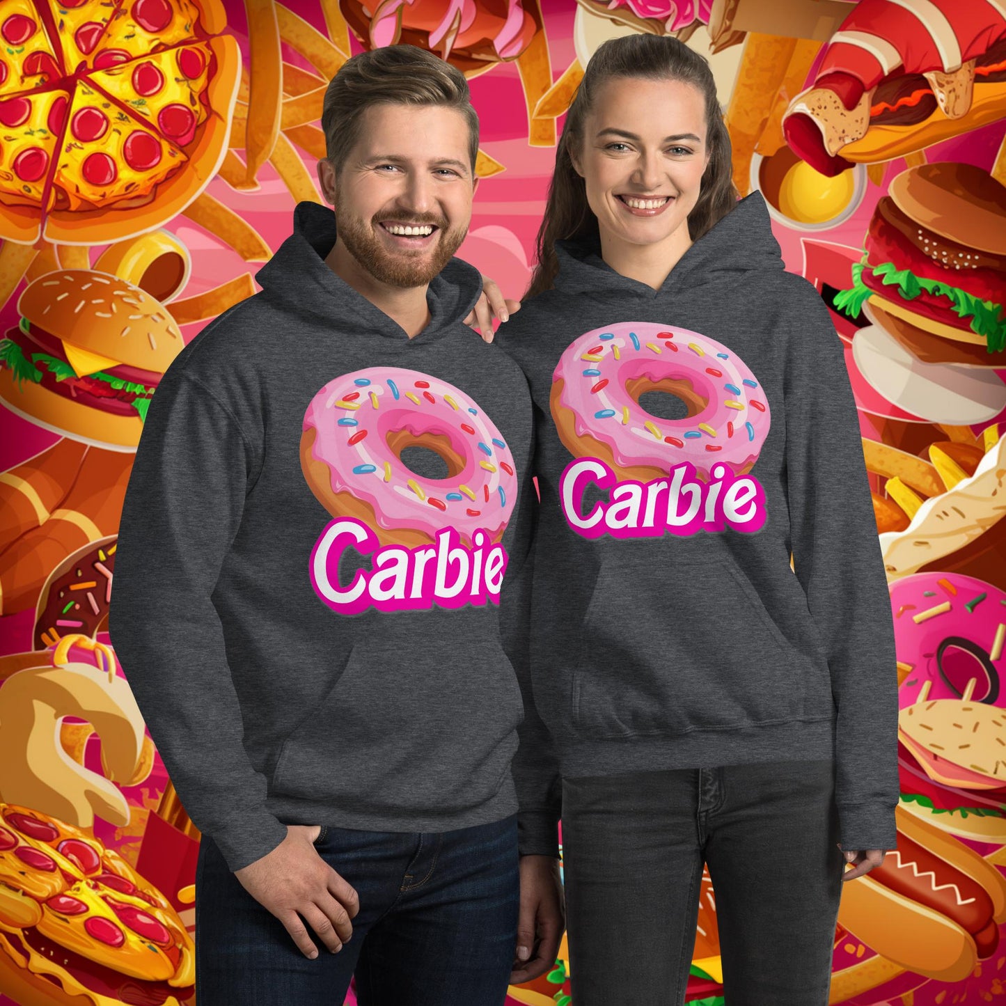 Carbie Barbie I Love Carbs I Love Donuts Unisex Hoodie Dark Heather Hoodies Barbie Carbie Donuts Fast Food Ken Movies Next Cult Brand