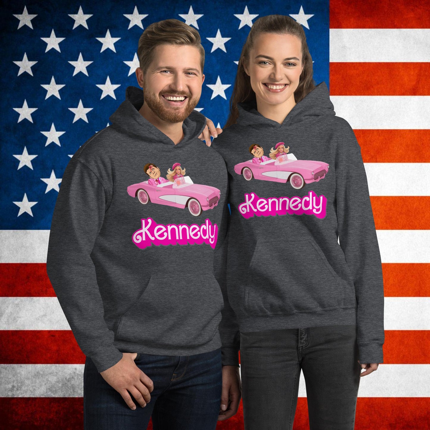 Kennedy JFK Conspiracy Ken Barbie Movie Unisex Hoodie Dark Heather Hoodies Barbie Conspiracy Theories Democrats JFK Ken Politics Next Cult Brand