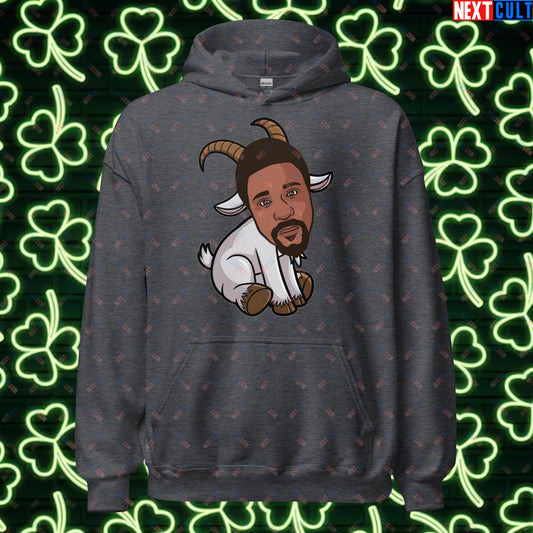 Bill Russell G.O.A.T. Hoodie - Boston Celtics Basketball Meme Sweatshirt - Greatest of All Time Funny Cartoon Pullover for Basketball Fans - Perfect Gift for Celtics Supporters Unisex Hoodie Dark Heather Hoodies Basketball Bill Russell Boston Celtics G.O.A.T. NBA Next Cult Brand