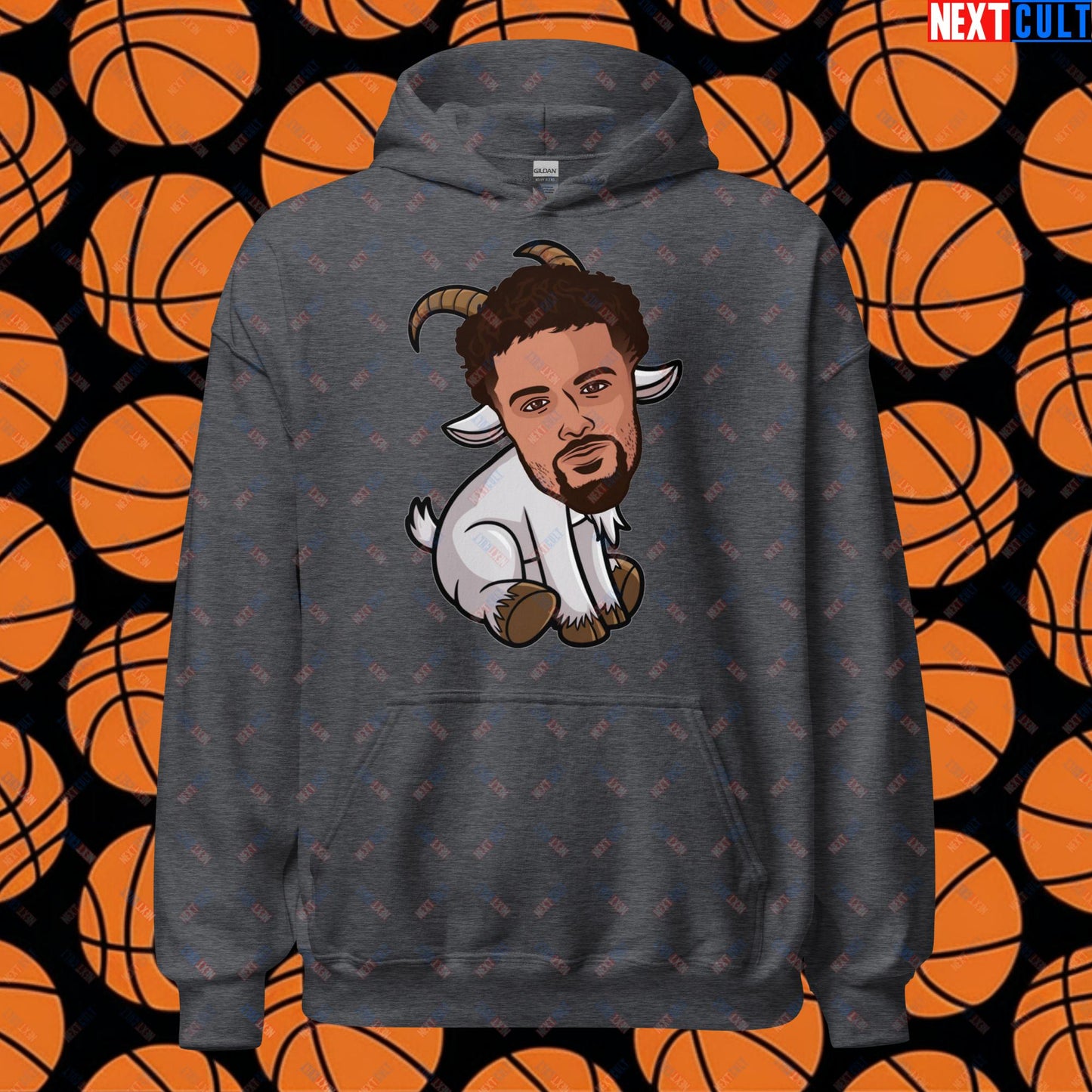Trae Young G.O.A.T. Hoodie - Funny Atlanta Hawks Basketball Meme Sweatshirt - Greatest of All Time Pullover for Basketball Fans - Perfect Gift for Trae Young Fans Unisex Hoodie Dark Heather Hoodies Atlanta Hawks Basketball G.O.A.T. NBA Trae Young Next Cult Brand