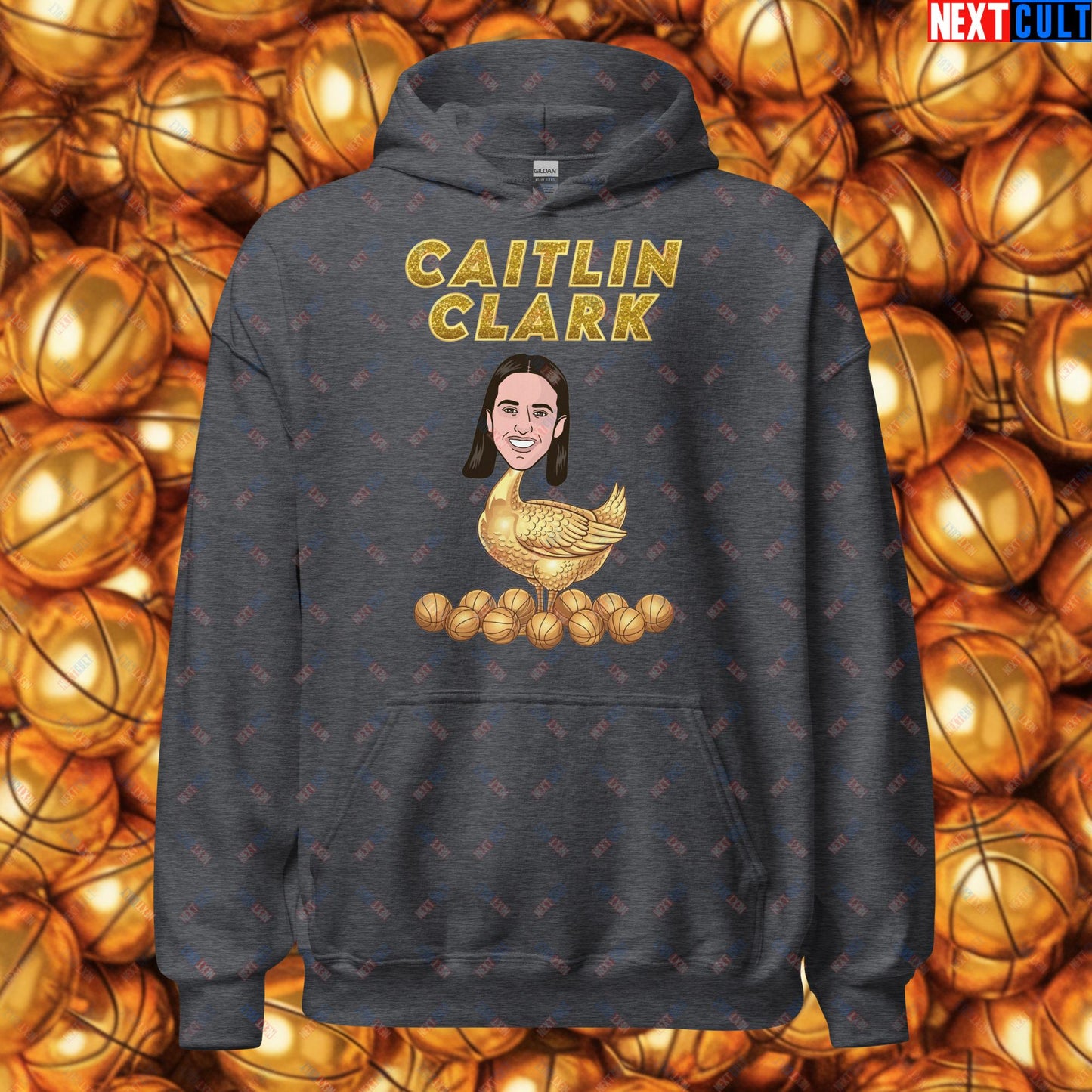 Caitlin Clark Golden Goose Hoodie - Women's Basketball Meme Sweatshirt - Indiana Fever & WNBA Fan Gift - Funny Cartoon Pullover for Basketball Lovers Unisex Hoodie Dark Heather Hoodies Basketball Caitlin Clark Indiana Fever WNBA Next Cult Brand