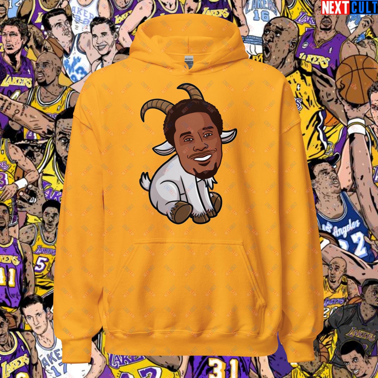 Kobe Bryant Mamba G.O.A.T. Hoodie - Funny Basketball Meme Sweatshirt - Greatest of All Time Pullover for Basketball Fans - Perfect Gift for Kobe Fans Unisex Hoodie Gold Hoodies Basketball G.O.A.T. Kobe Bryant Los Angeles Lakers NBA Next Cult Brand