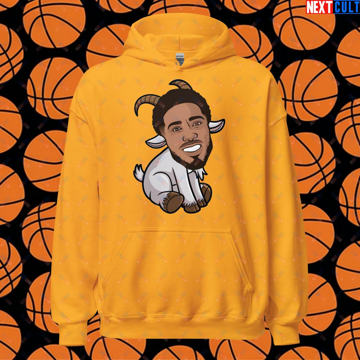 Tyrese Haliburton G.O.A.T. Hoodie - Funny Basketball Meme Sweatshirt - Indiana Pacers GOAT Pullover - Perfect Gift for Basketball Fans Unisex Hoodie Gold Hoodies Basketball G.O.A.T. Indiana Pacers NBA Tyrese Haliburton Next Cult Brand