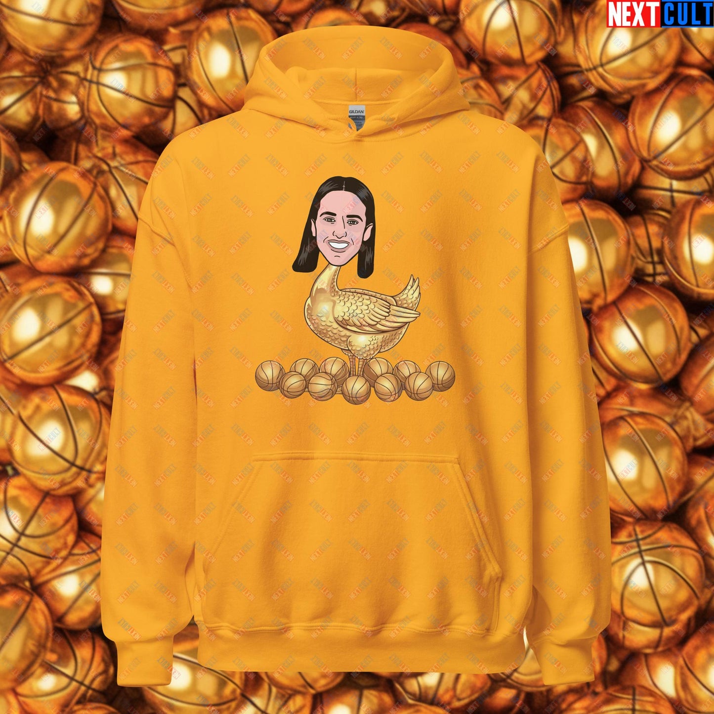 Caitlin Clark Golden Goose Hoodie - Funny WNBA Indiana Fever Basketball Meme Sweatshirt - Golden Basketball Laying Goose Design for Fans - Perfect Gift for Basketball Lovers Unisex Hoodie Gold Hoodies Basketball Caitlin Clark Indiana Fever WNBA Next Cult Brand