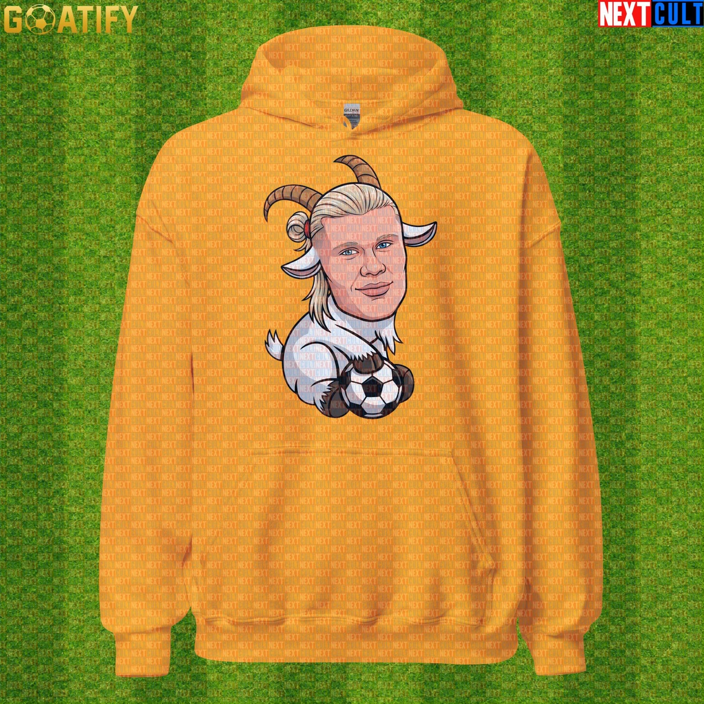 Erling Haaland Hoodie – Goal Machine Football Pullover for Man City and World Cup Fans Gold Hoodies Next Cult Brand