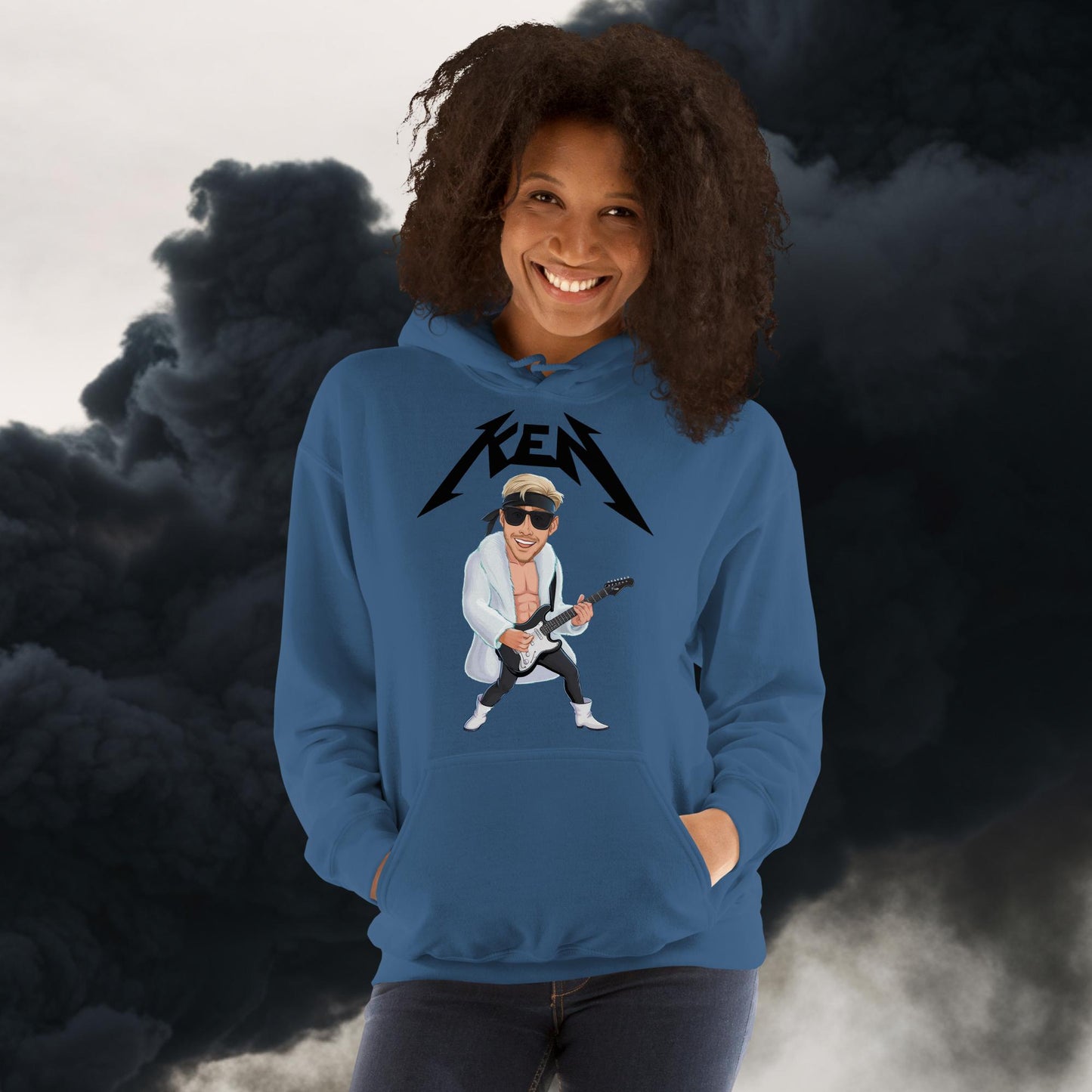 Rockstar Ken Barbie Movie Ryan Gosling Unisex Hoodie Indigo Blue Hoodies Barbie Celebrities Ken Movies Ryan Gosling Next Cult Brand