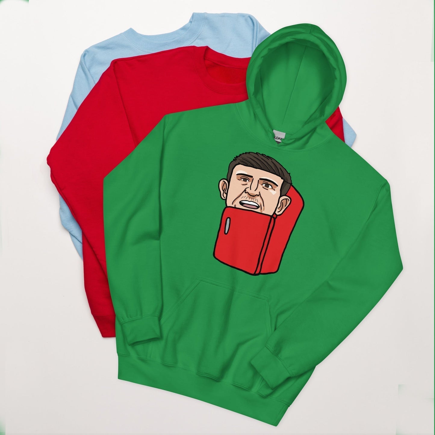 Harry ''The Fridge'' Maguire Unisex Hoodie, With Name & Number Irish Green Hoodies Football Harry Maguire Manchester United The Fridge Next Cult Brand