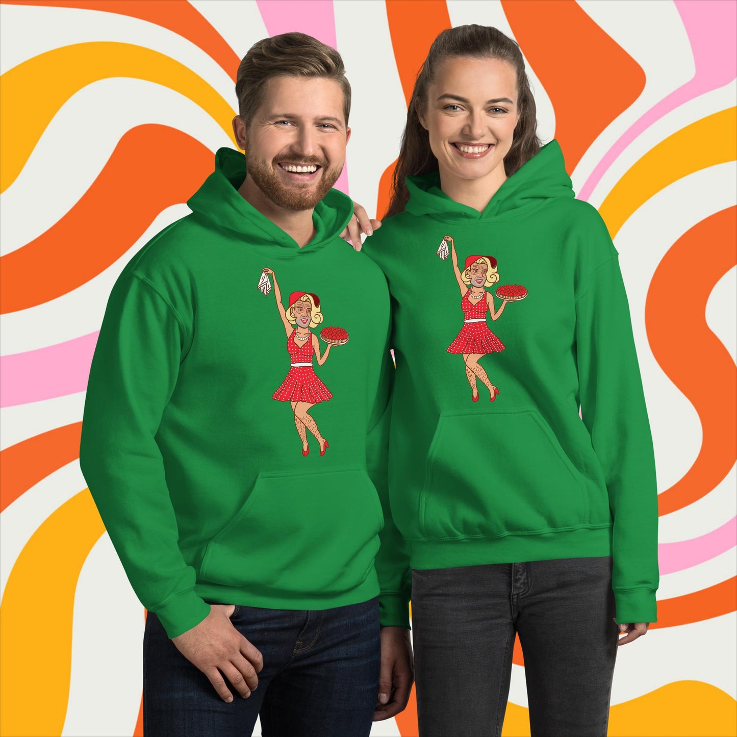 Thinnn Boy Bake Club The Fighter and The Kid TFATK Podcast Comedy 60s retro housewife Bryan Callen Unisex Hoodie Irish Green Hoodies Bryan Callen Podcasts Stand-up Comedy The Fighter and The Kid (TFATK) Thinnn Boy Bake Club Next Cult Brand