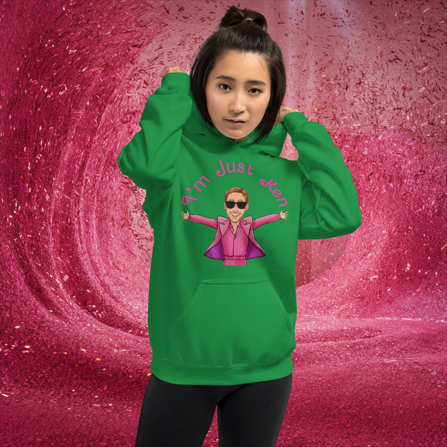 Ken Barbie Ryan Gosling I'm Just Ken Unisex Hoodie Irish Green Hoodies Barbie Celebrities Ken Movies Ryan Gosling Next Cult Brand