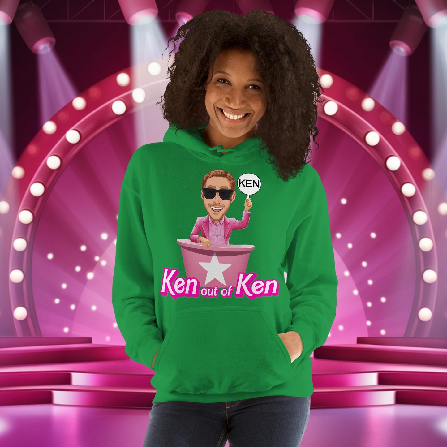 Ken out of Ken Ryan Gosling Barbie Movie Unisex Hoodie Irish Green Hoodies Barbie Celebrities Ken Movies Ryan Gosling Next Cult Brand