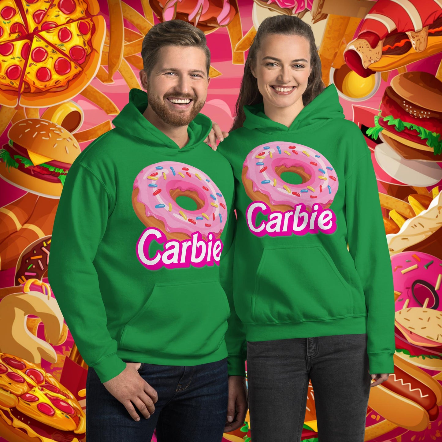 Carbie Barbie I Love Carbs I Love Donuts Unisex Hoodie Irish Green Hoodies Barbie Carbie Donuts Fast Food Ken Movies Next Cult Brand