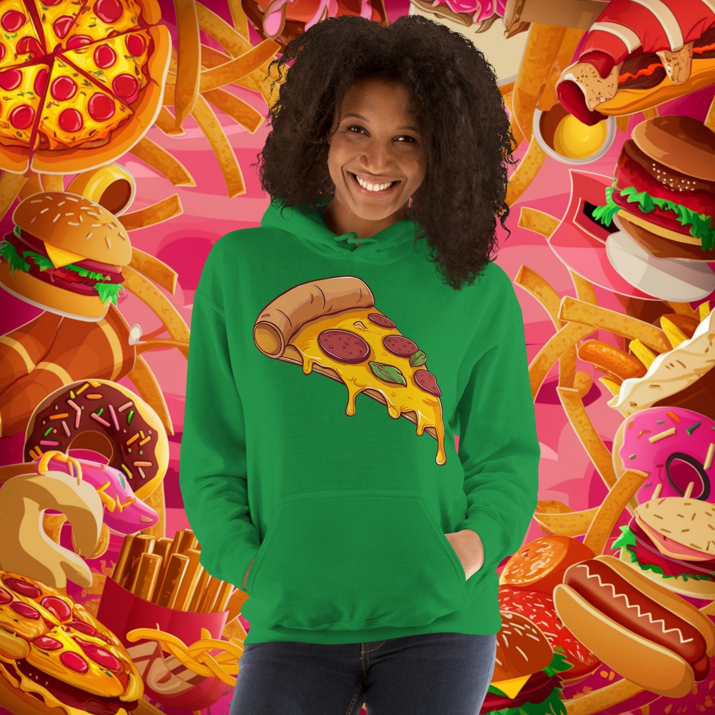 Pizza I Love Pizza Unisex Hoodie Irish Green Hoodies Fast Food Pizza Next Cult Brand