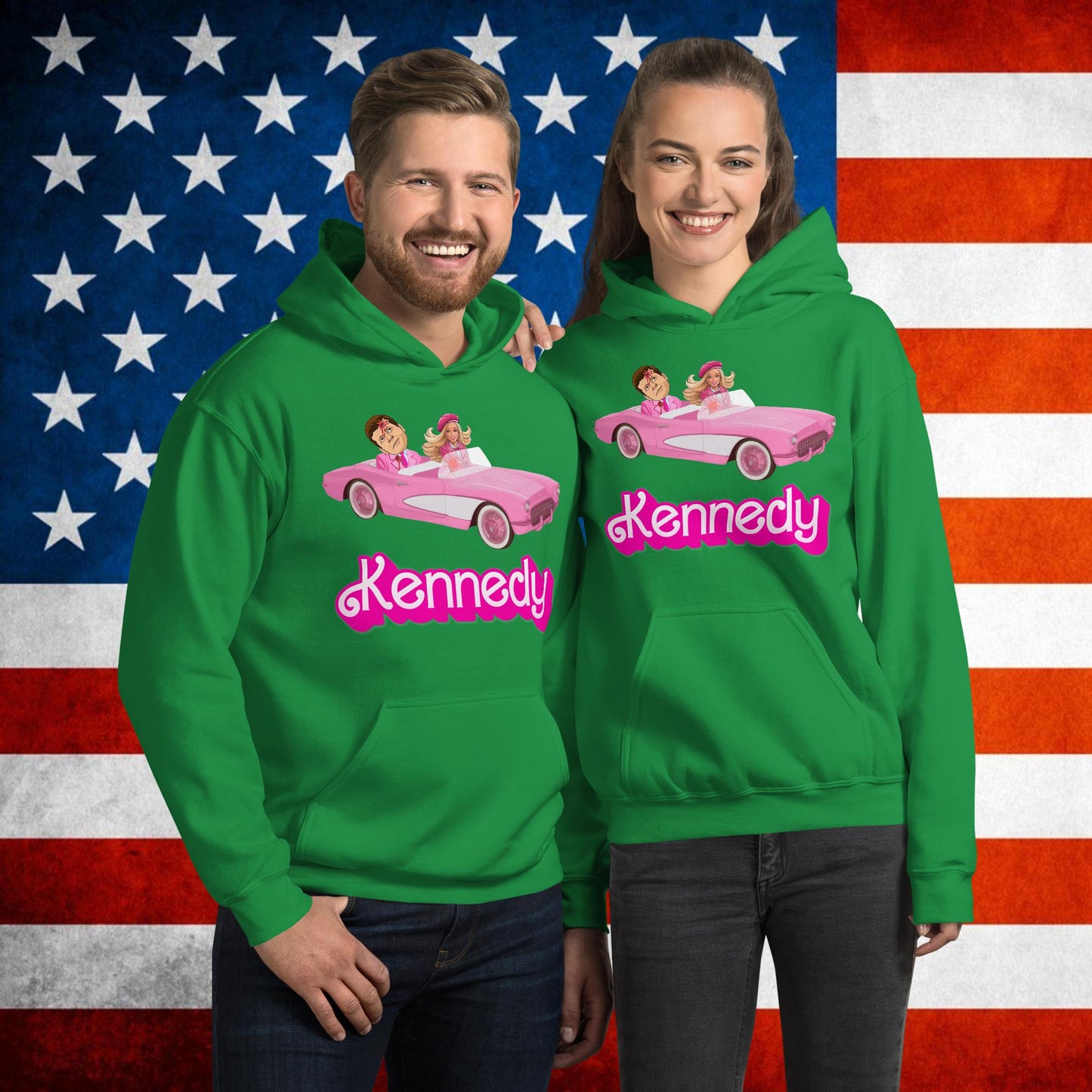 Kennedy JFK Conspiracy Ken Barbie Movie Unisex Hoodie Irish Green Hoodies Barbie Conspiracy Theories Democrats JFK Ken Politics Next Cult Brand