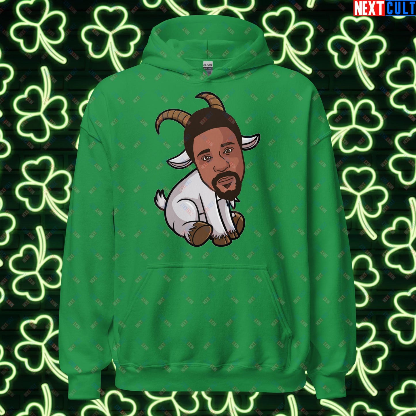 Bill Russell G.O.A.T. Hoodie - Boston Celtics Basketball Meme Sweatshirt - Greatest of All Time Funny Cartoon Pullover for Basketball Fans - Perfect Gift for Celtics Supporters Unisex Hoodie Irish Green Hoodies Basketball Bill Russell Boston Celtics G.O.A.T. NBA Next Cult Brand