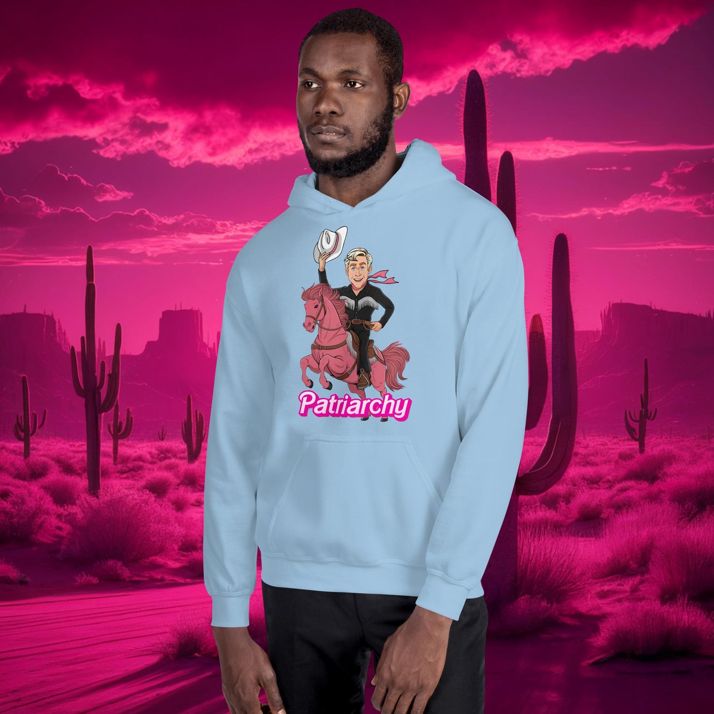 Ken Barbie Movie When I found out the patriarchy wasn't just about horses, I lost interest Unisex Hoodie Light Blue Hoodies Barbie Celebrities Ken Movies Ryan Gosling Next Cult Brand