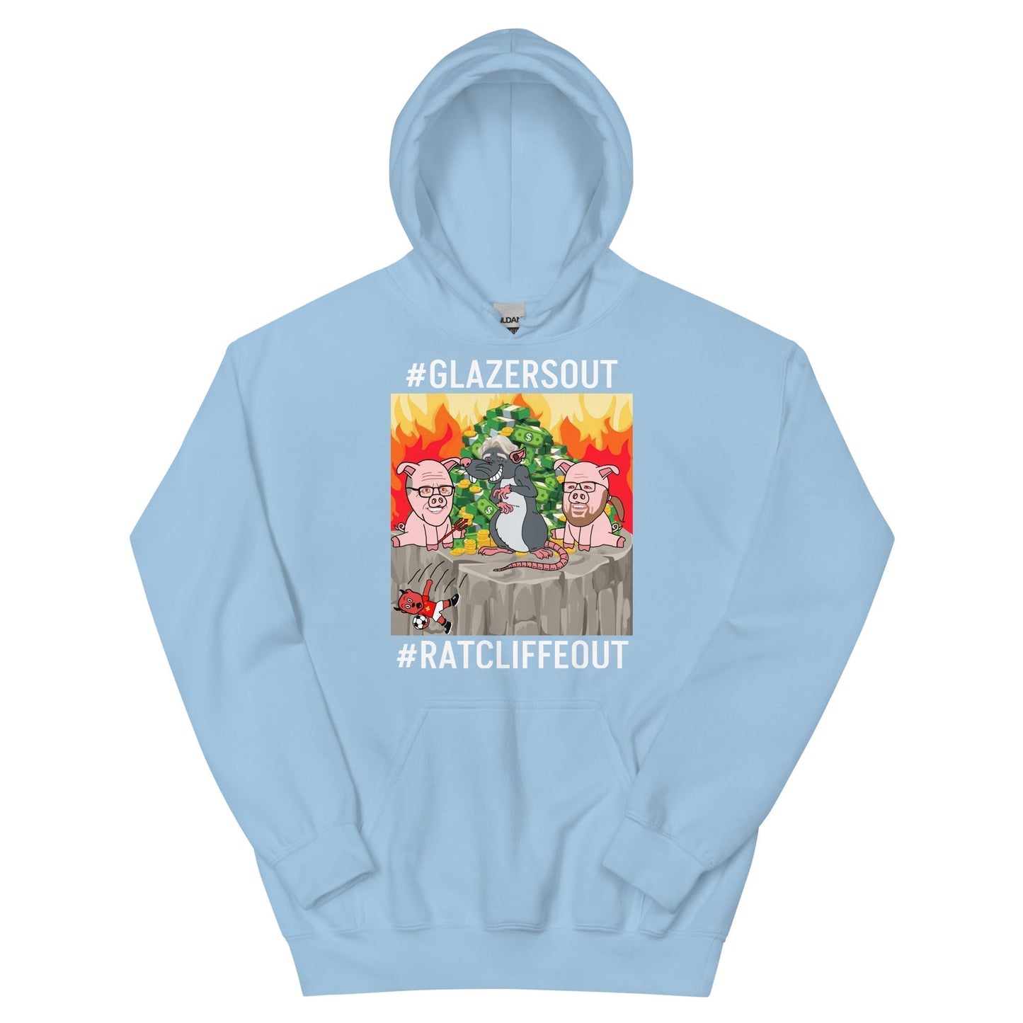 Manchester United Ratcliffe Out, Glazers Out Unisex Hoodie, White Letters, #GlazersOut #RatcliffeOut Next Cult Brand Football, GlazersOut, Manchester United, RatcliffeOut