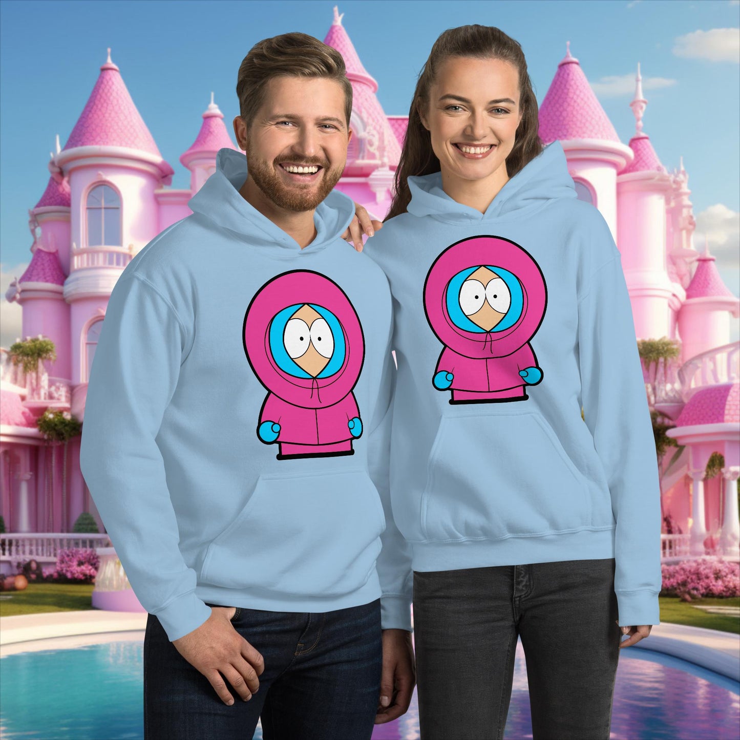 Kenny McCormick Ken Ryan Gosling Barbie South Park Kenny Unisex Hoodie Light Blue Hoodies Barbie Ken Kenny Movies South Park TV Shows Next Cult Brand