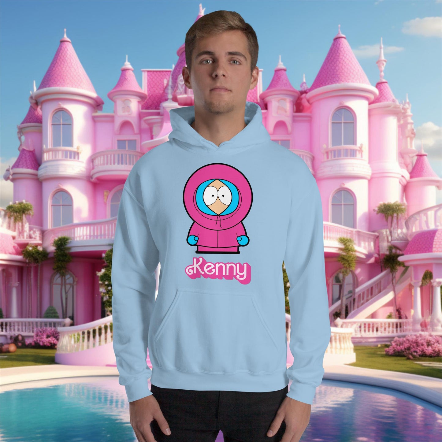 Kenny McCormick Ken Ryan Gosling Barbie South Park Kenny Unisex Hoodie Light Blue Hoodies Barbie Ken Kenny Movies South Park TV Shows Next Cult Brand