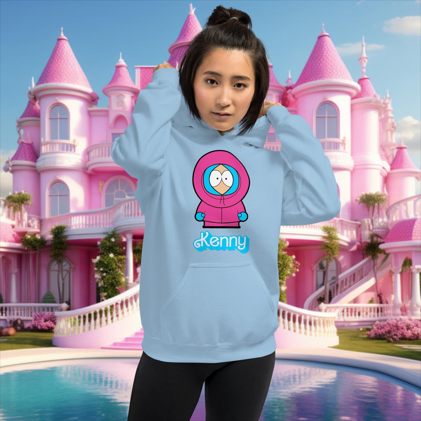 Kenny McCormick Ken Ryan Gosling Barbie South Park Kenny Unisex Hoodie Light Blue Hoodies Barbie Ken Kenny Movies South Park TV Shows Next Cult Brand