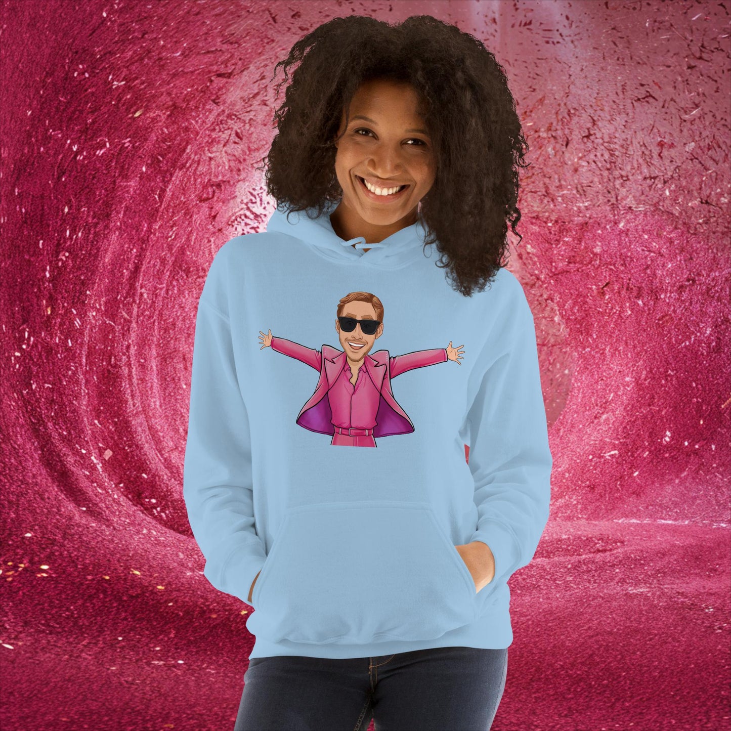 Ken Barbie Ryan Gosling I'm Just Ken Unisex Hoodie Light Blue Hoodies Barbie Celebrities Ken Movies Ryan Gosling Next Cult Brand