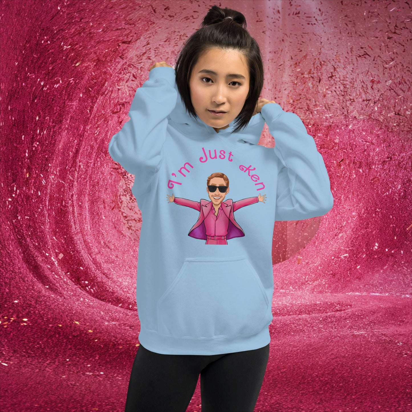 Ken Barbie Ryan Gosling I'm Just Ken Unisex Hoodie Light Blue Hoodies Barbie Celebrities Ken Movies Ryan Gosling Next Cult Brand
