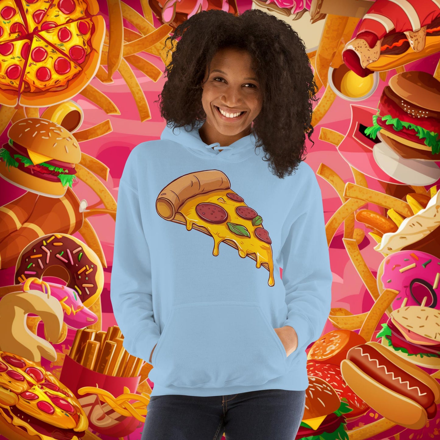 Pizza I Love Pizza Unisex Hoodie Light Blue Hoodies Fast Food Pizza Next Cult Brand