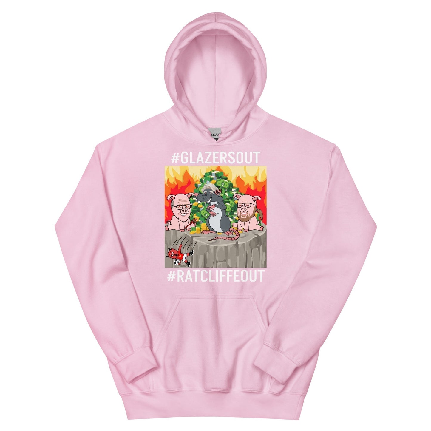 Manchester United Ratcliffe Out, Glazers Out Unisex Hoodie, White Letters, #GlazersOut #RatcliffeOut Next Cult Brand Football, GlazersOut, Manchester United, RatcliffeOut