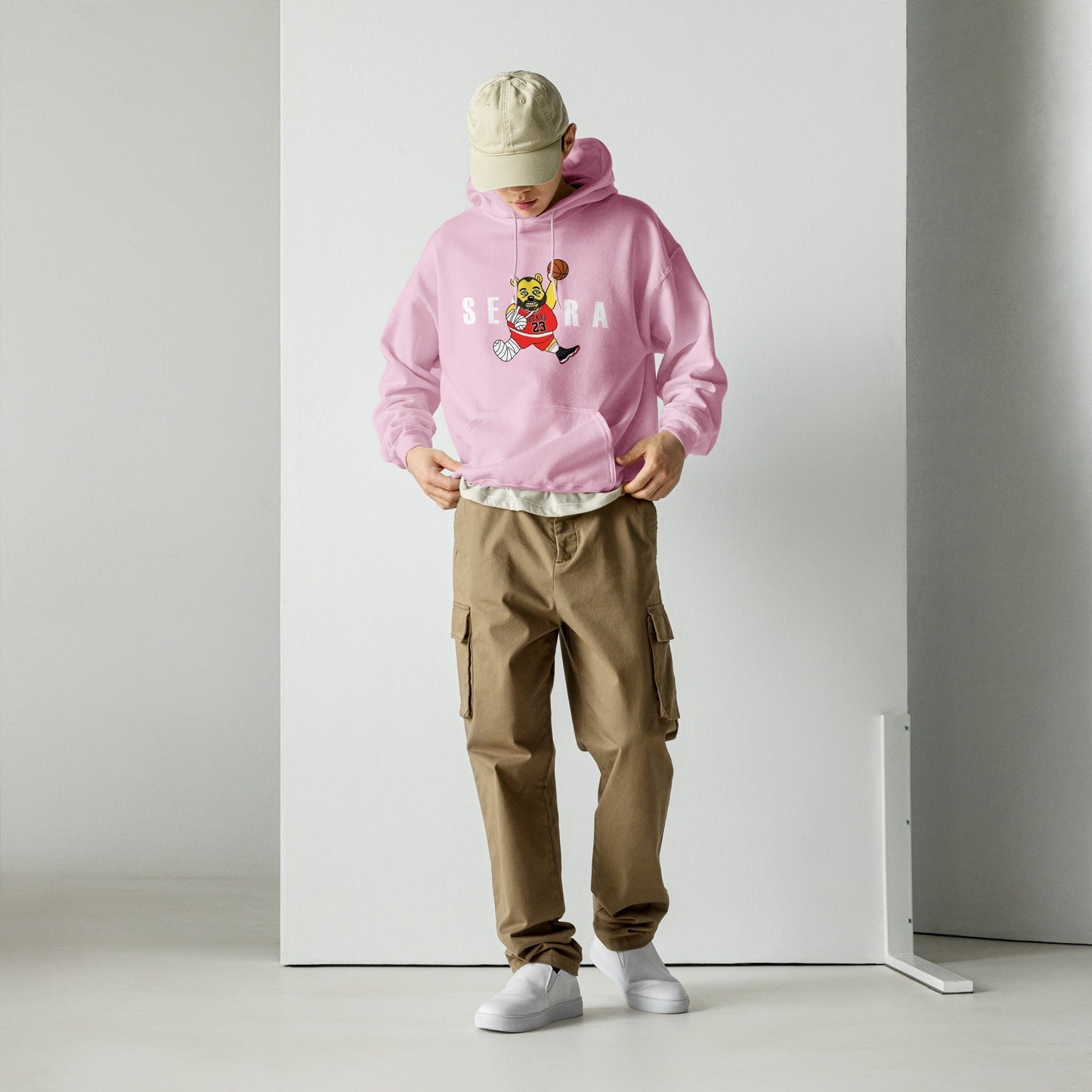 Air Segura, Tom Segura Basketball, Your Mom's House (YMH), 2 Bears 1 Cave, Funny Unisex Hoodie Light Pink Hoodies 2 Bears 1 Cave Air Segura Podcasts Stand-up Comedy Tom Segura YMH Next Cult Brand