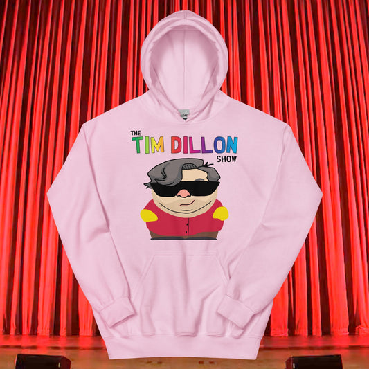 Tim Dillon Cartman, Southpark, The Tim Dillon Show, Tim Dillon Podcast, Tim Dillon Merch, Tim Dillon Unisex Hoodie Light Pink Hoodies Podcasts Stand-up Comedy Tim Dillon Next Cult Brand