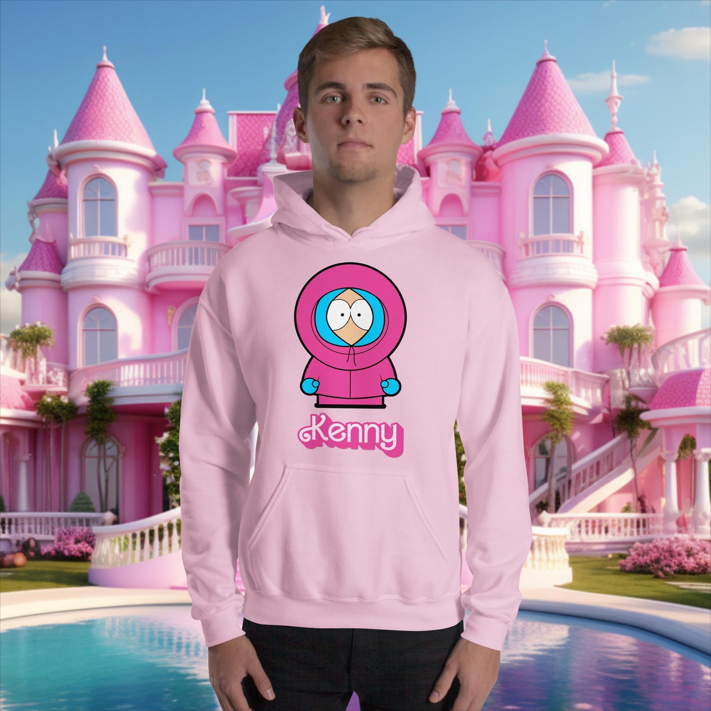 Kenny McCormick Ken Ryan Gosling Barbie South Park Kenny Unisex Hoodie Light Pink Hoodies Barbie Ken Kenny Movies South Park TV Shows Next Cult Brand
