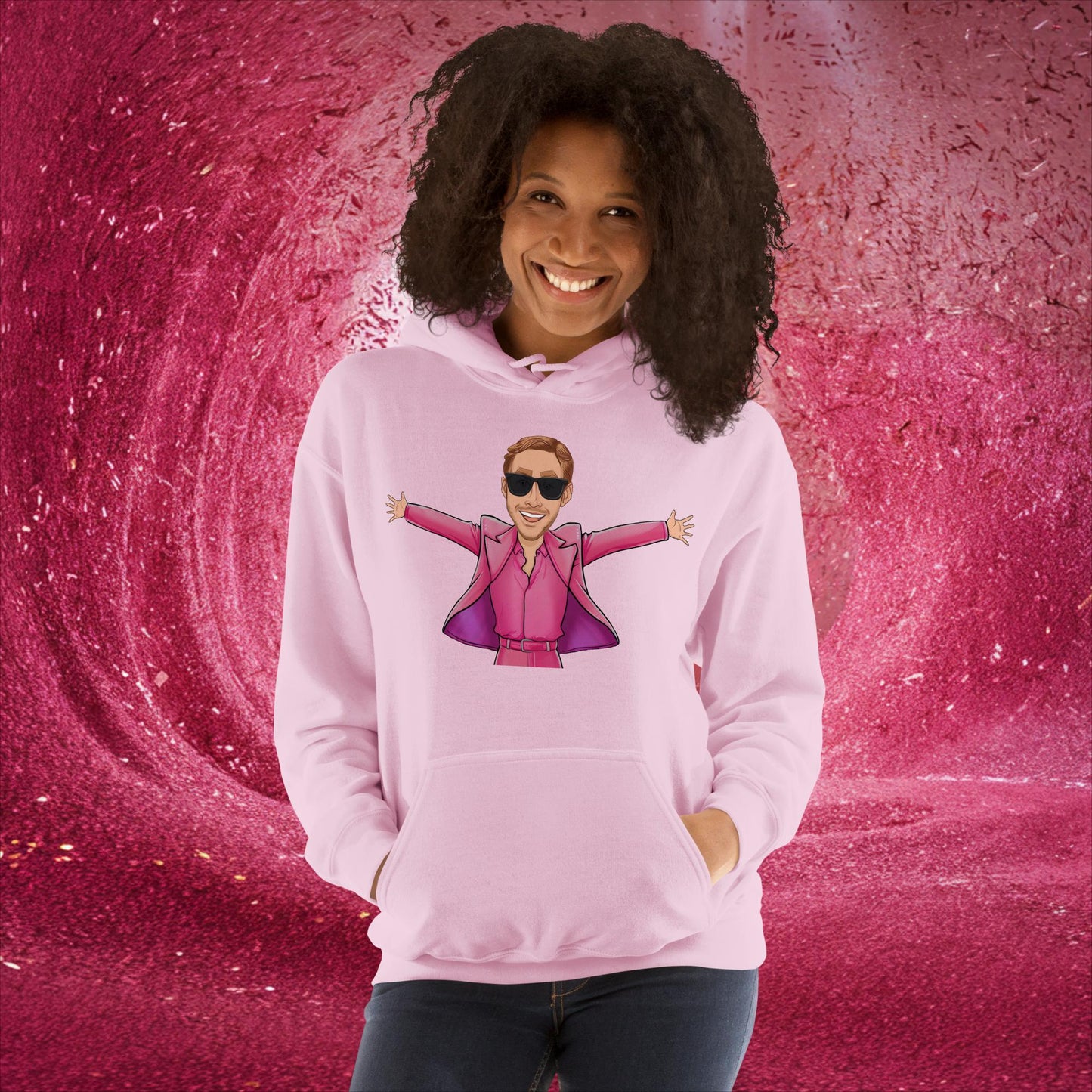Ken Barbie Ryan Gosling I'm Just Ken Unisex Hoodie Light Pink Hoodies Barbie Celebrities Ken Movies Ryan Gosling Next Cult Brand