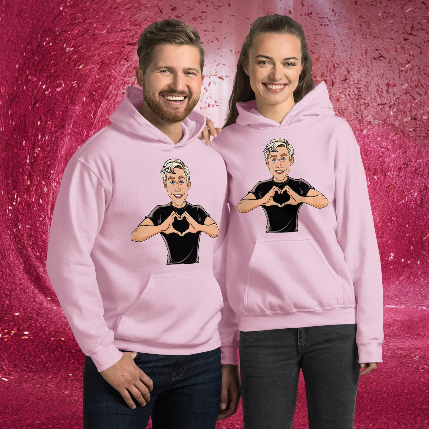 I Love Ryan Gosling Ken Barbie Movie I am Kenough Unisex Hoodie Light Pink Hoodies Barbie Celebrities Ken Movies Ryan Gosling Next Cult Brand