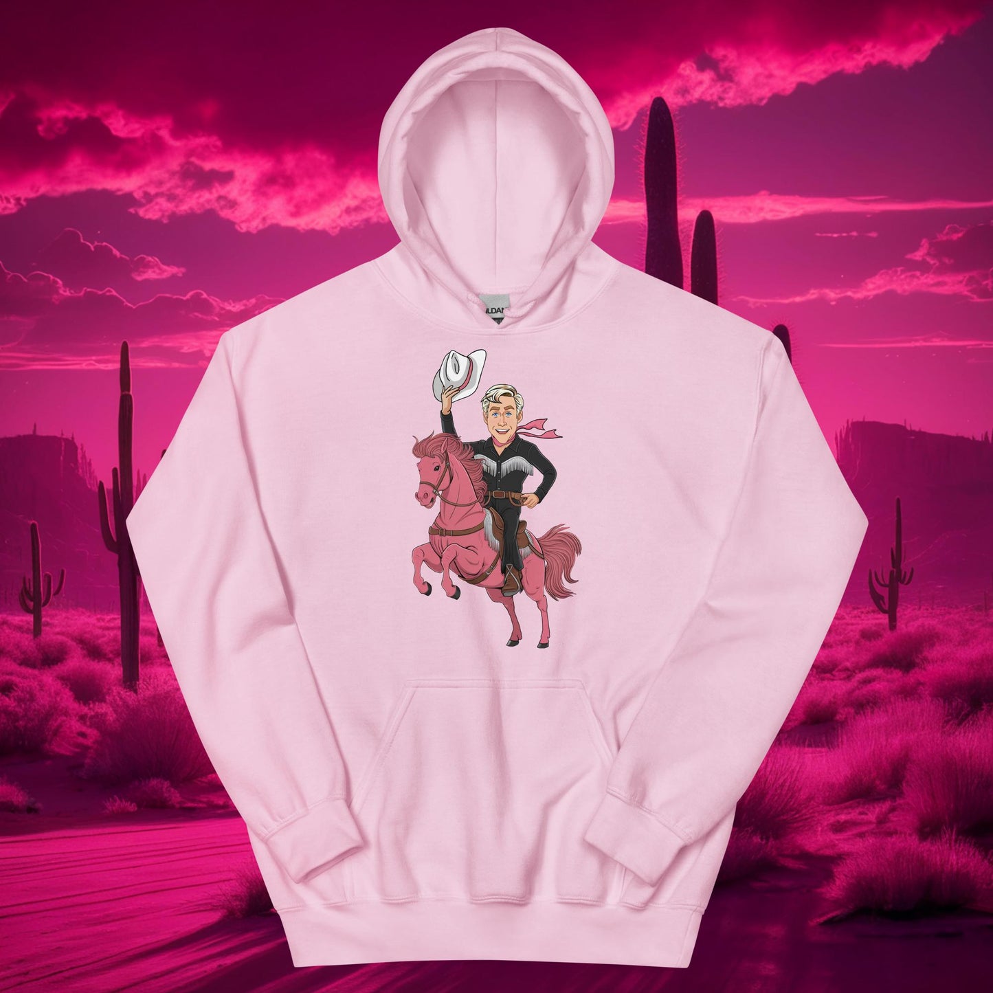 Ryan Gosling Ken Cowboy Horse Barbie Movie Patriarchy Unisex Hoodie Light Pink Hoodies Barbie Celebrities Ken Movies Ryan Gosling Next Cult Brand