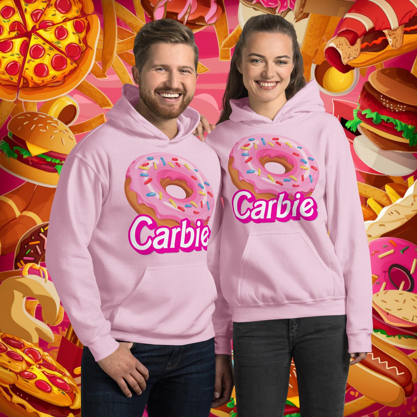 Carbie Barbie I Love Carbs I Love Donuts Unisex Hoodie Light Pink Hoodies Barbie Carbie Donuts Fast Food Ken Movies Next Cult Brand