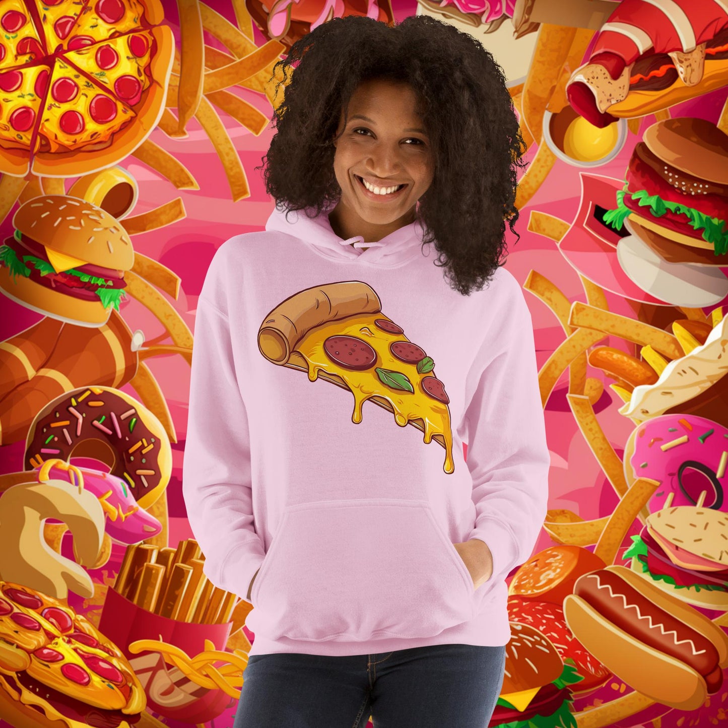 Pizza I Love Pizza Unisex Hoodie Light Pink Hoodies Fast Food Pizza Next Cult Brand